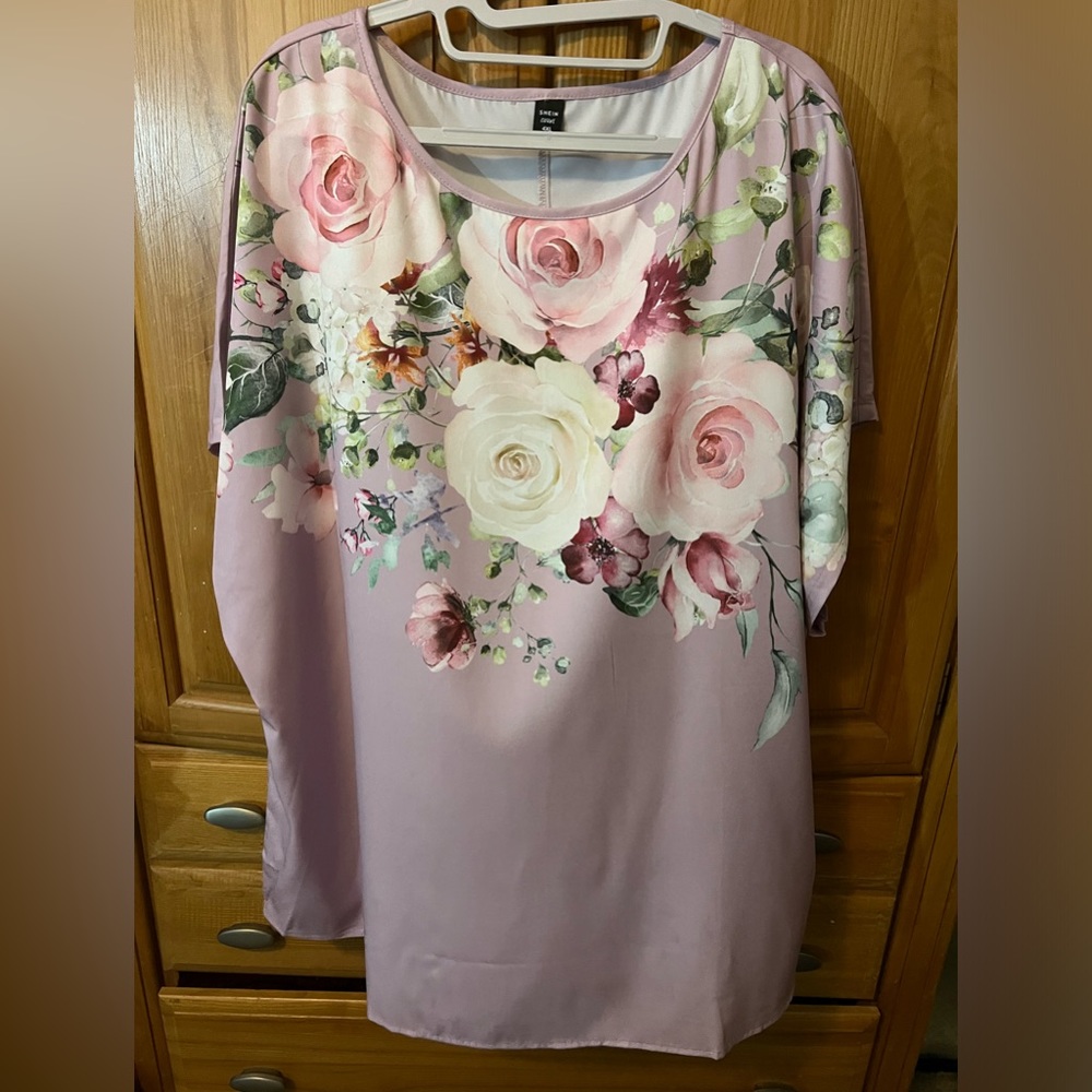 SHEIN Floral Blush Pink SS Blouse NWOT size 4X
